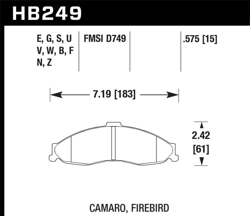 Pontiac Firebird Brake Pad Sets - Front - Hawk Performance - HP+ - `98-`02